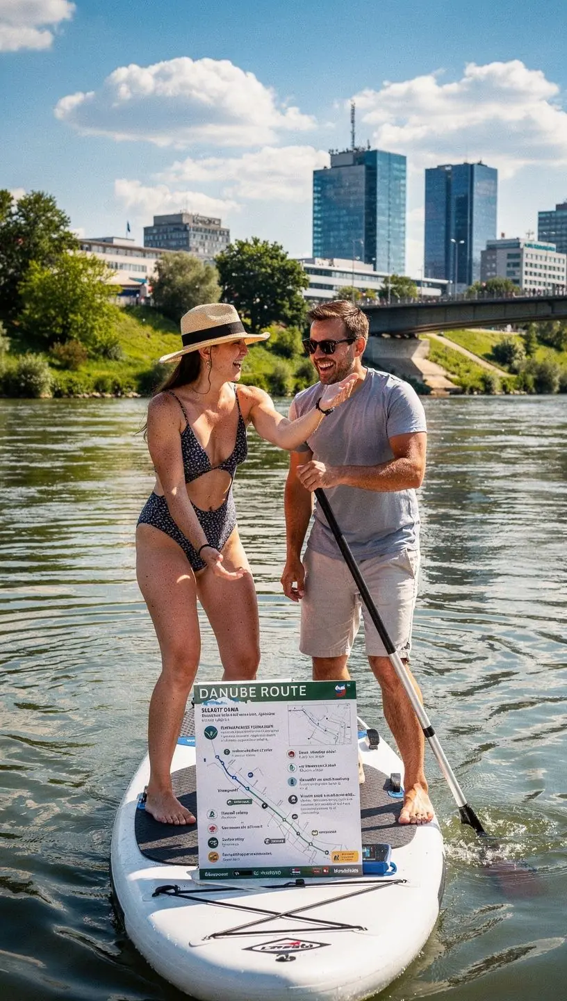 A winding road through the Slovak countryside surrounded by vibrant fields and distant hills.