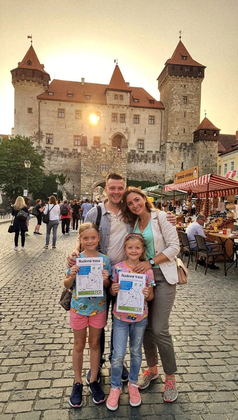 A close-up of a printed route card highlighting scenic stops along a charming Slovak village.