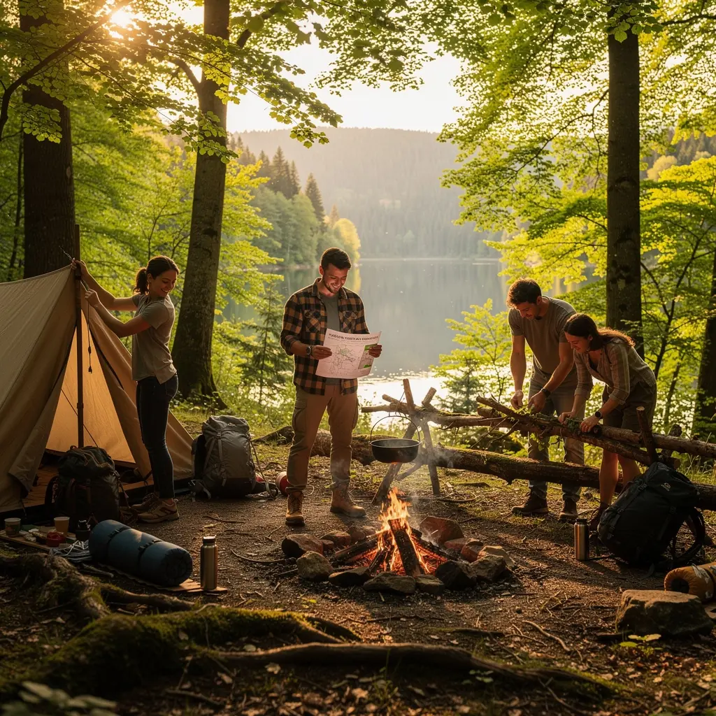 A picturesque landscape of the High Tatra Mountains featuring lush greenery and rocky peaks.